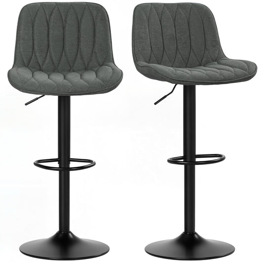Bar Stools Set of 2, Modern Armless Bar Chairs, Charcoal Grey
