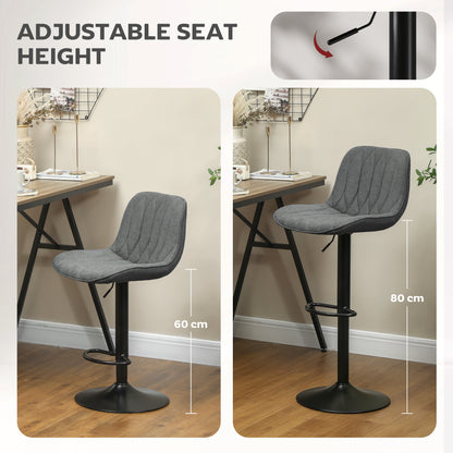 Bar Stools Set of 2, Modern Armless Bar Chairs, Charcoal Grey