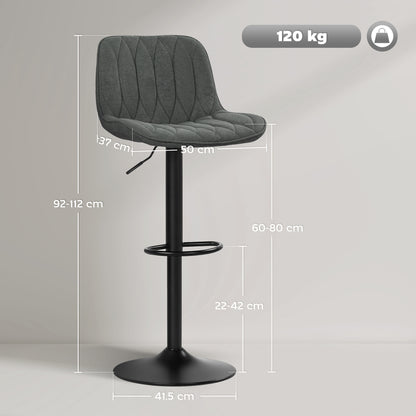 Bar Stools Set of 2, Modern Armless Bar Chairs, Charcoal Grey