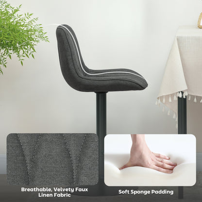 Bar Stools Set of 2, Modern Armless Bar Chairs, Charcoal Grey