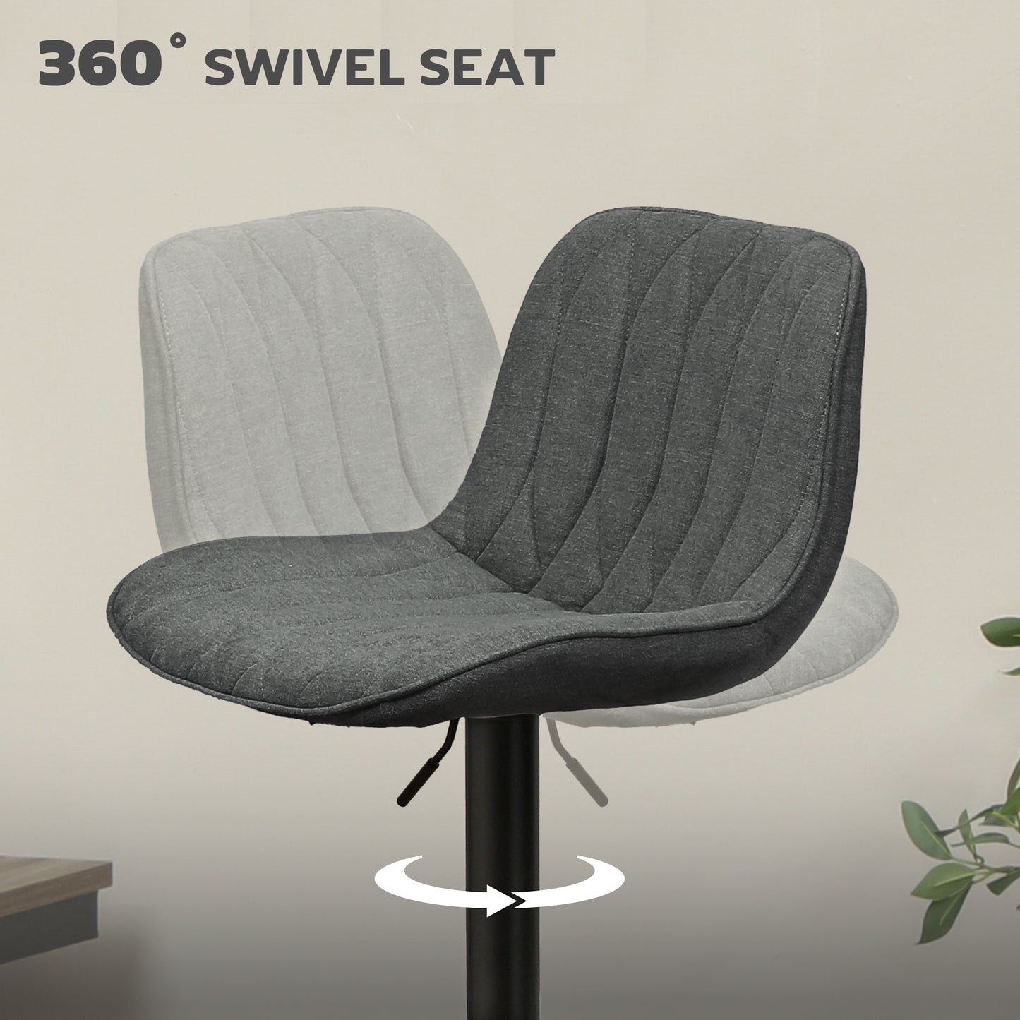 Bar Stools Set of 2, Modern Armless Bar Chairs, Charcoal Grey