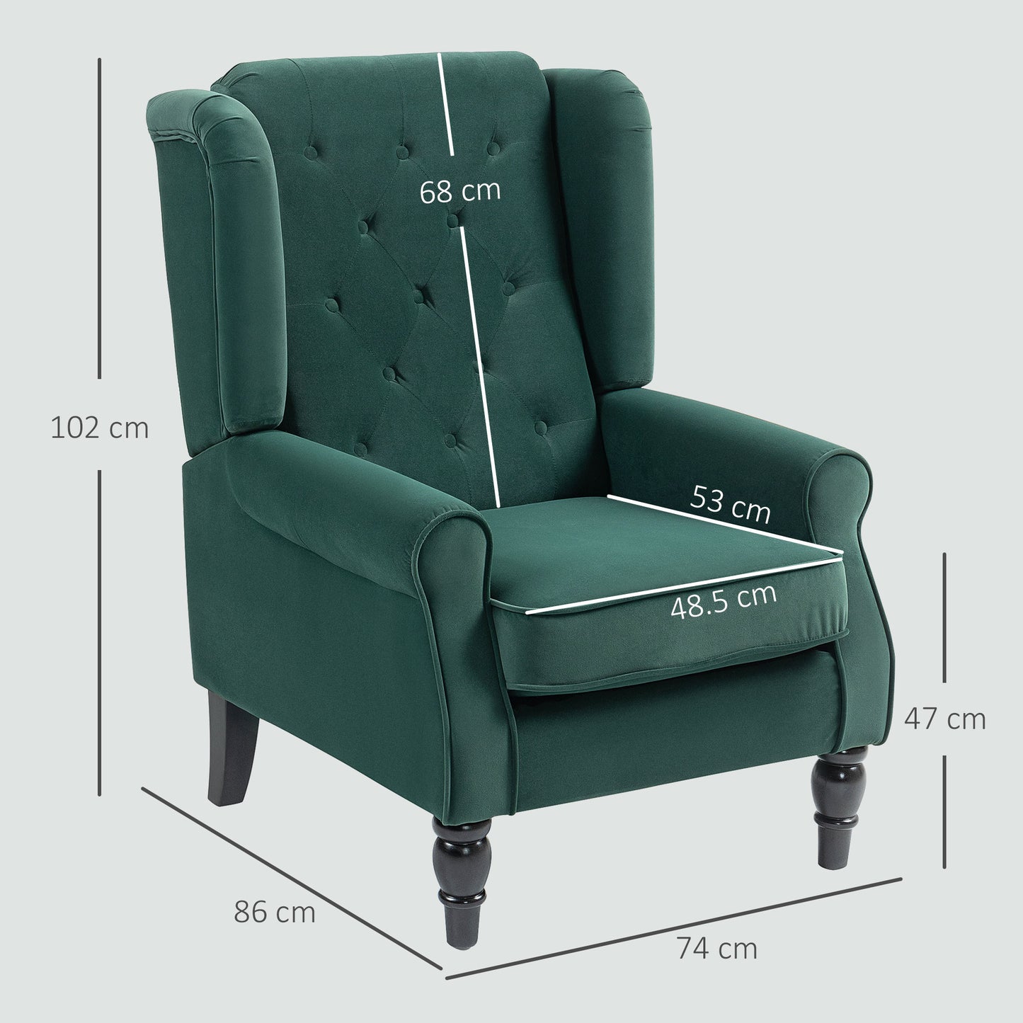 Accent Armchair Home Furniture Retro Tufted Club Fabric Green