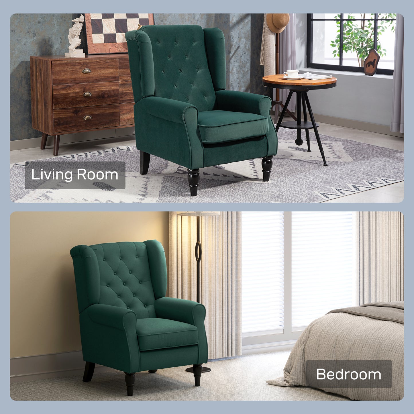 Accent Armchair Home Furniture Retro Tufted Club Fabric Green