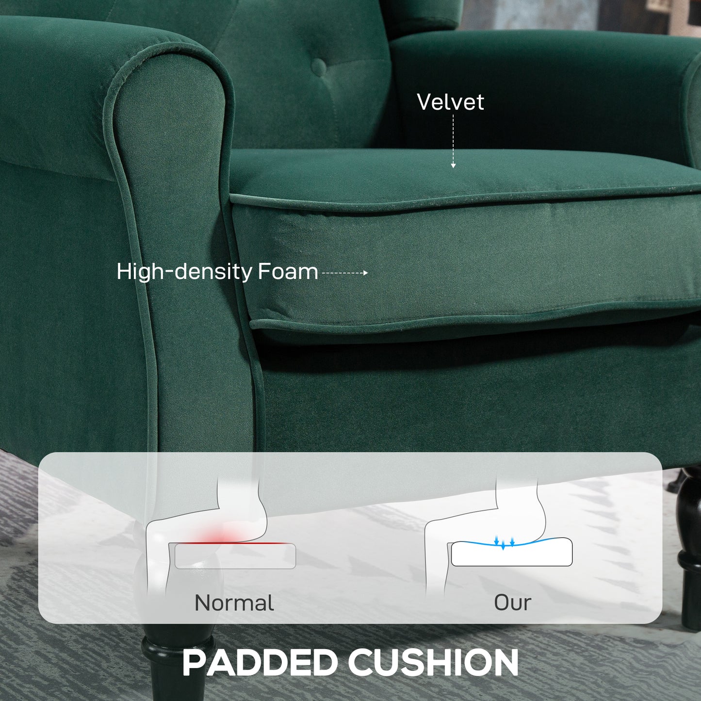 Accent Armchair Home Furniture Retro Tufted Club Fabric Green