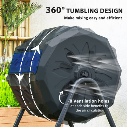 160L Outdoor Tumbling Compost Bin with Dual Chamber, Blue