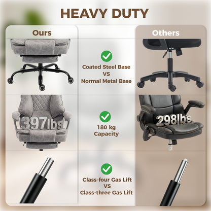Big and Tall Office Chair with Lumbar Support, Grey
