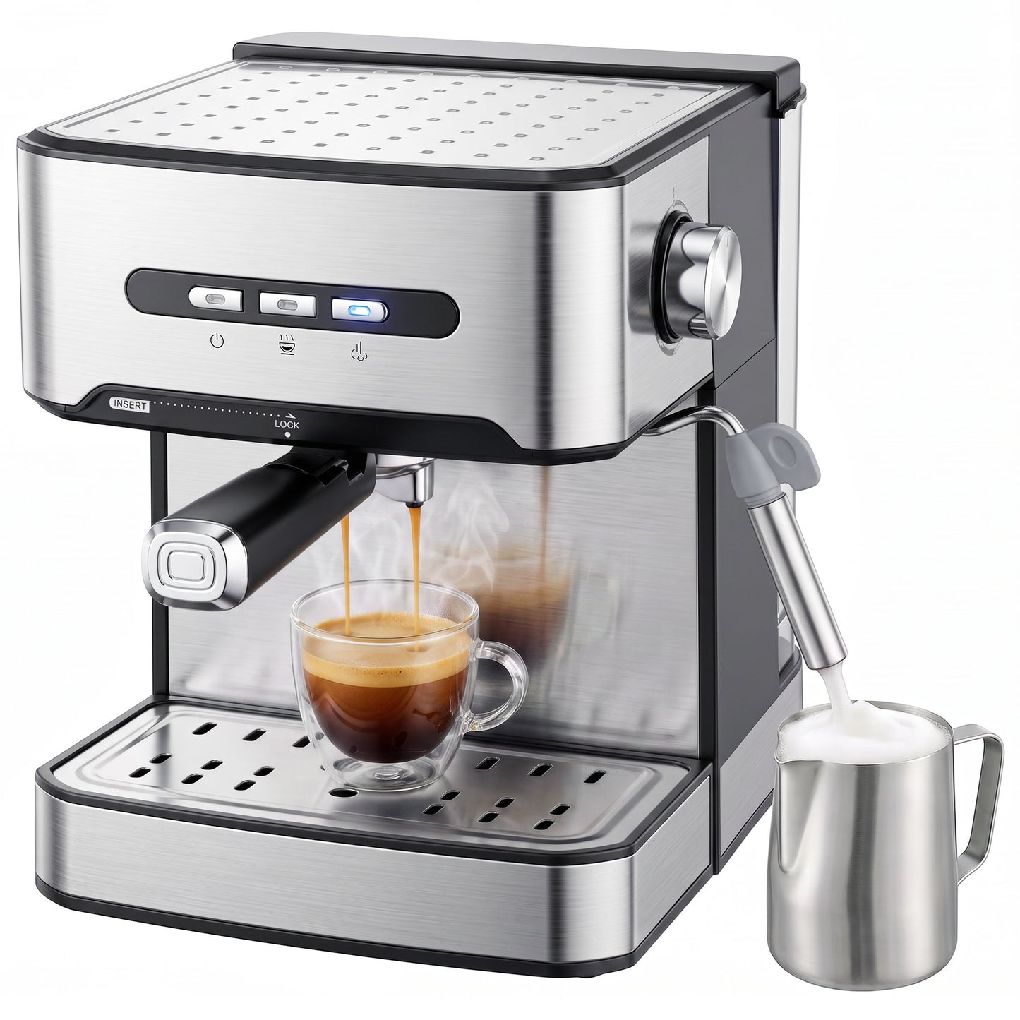 Espresso Machine, 20-Bar, Semi Automatic, Black