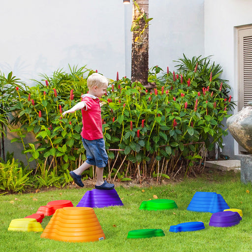 Kids Balance Stepping Stones 11-Piece Fish Shape Non-slip Obstacle Course Stackable Balance Blocks Exercise Toddler Balance - Multicoloured