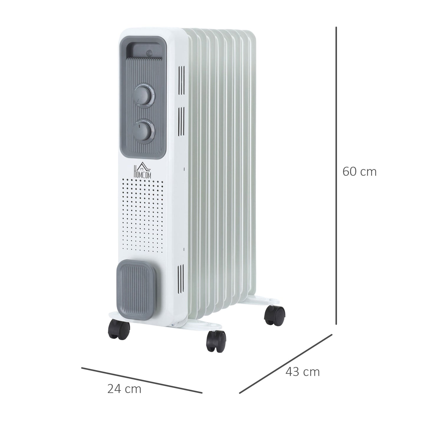 Oil Filled Radiator Portable Heater W/ 9 Fin, 3 Heat Settings White