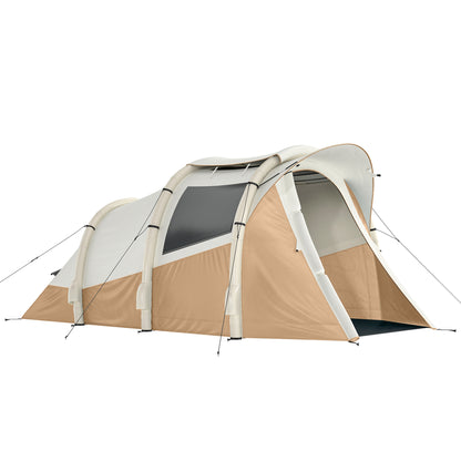 Inflatable Camping Tent w/ Air Pump, 2-3 Person Blow Up Tent, Khaki