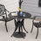 78cm Round Garden Dining Table Bistro Set with Parasol Hole Antique Cast Aluminium Outdoor Table, Black