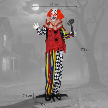 Sound Activated Halloween Animatronics Clown with Red Light Up Eyes