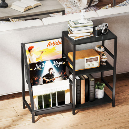 Record Player Stand, 3-Tier Side Table with Vinyl Record Storage