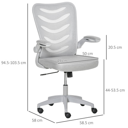 Mesh Office Chair for Home Swivel Task Desk Chair with Lumbar Back Support, Flip-Up Arm, Adjustable Height, Grey