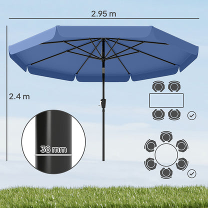 3 m Garden Parasol with Tilt & Crank, UPF30+ Outdoor Table Umbrella
