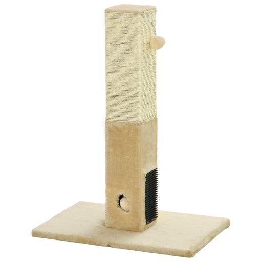 Jute Cat Scratching Post w/ Carpet Base Hanging Toy - Beige