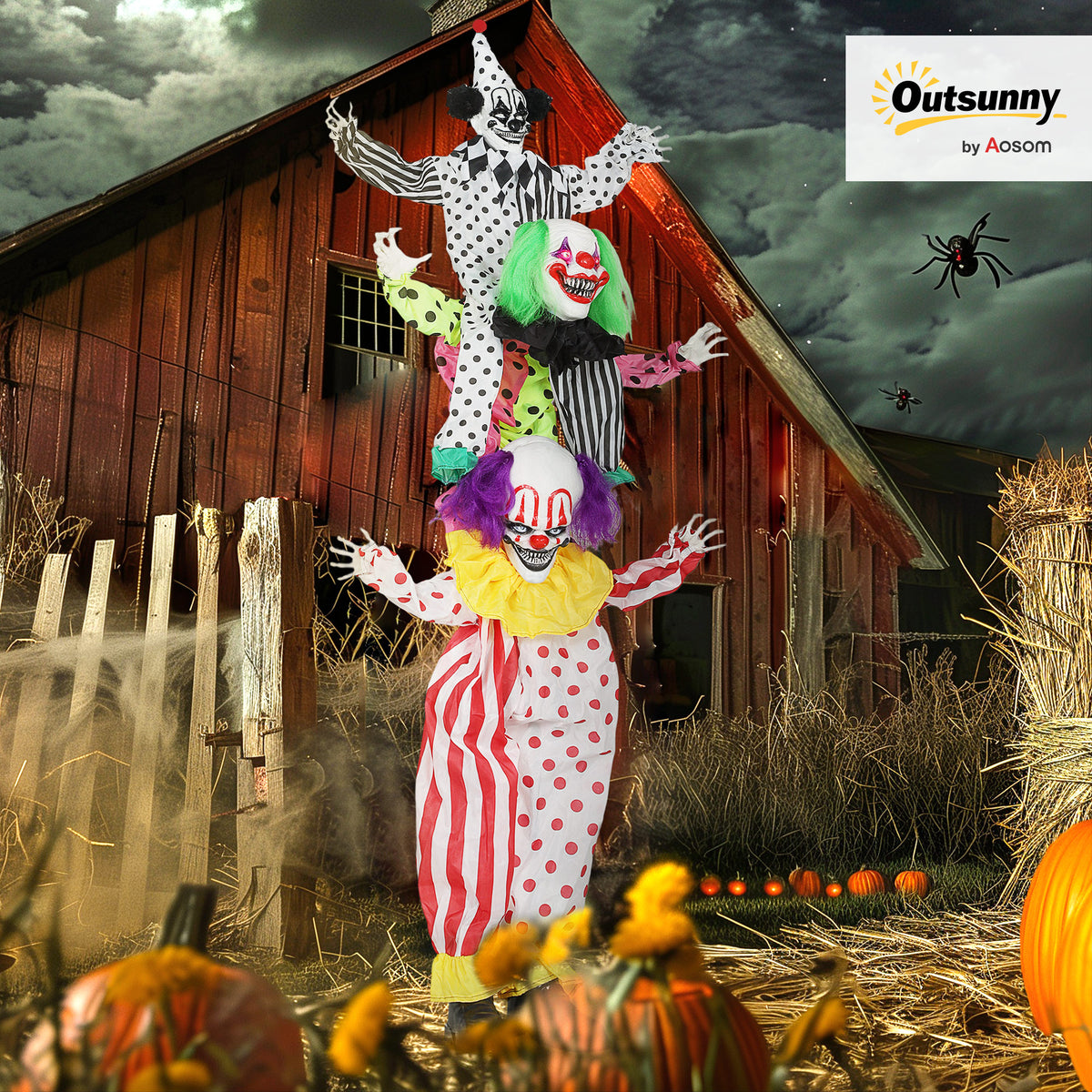 Sound Activated Stackable Halloween Animatronics Clowns