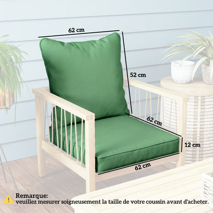 Garden Chair Cushion with Seat & Back Pad, CUSHION ONLY, Green