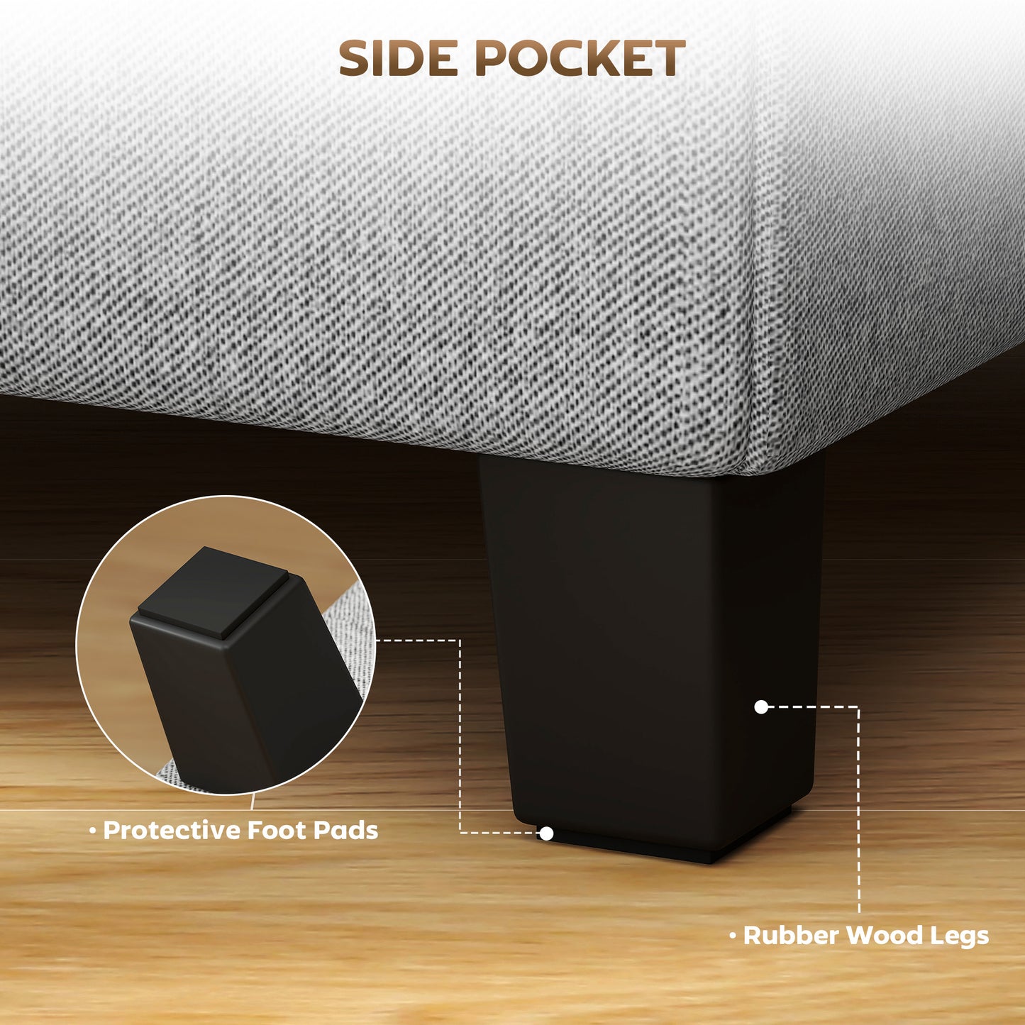 Small Footstool Square Ottoman with Padded Seat, Light Grey