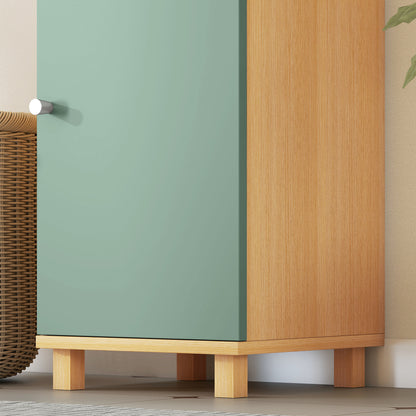 Tall Bathroom Cabinet with Adjustable Shelves and Open Shelves, Green