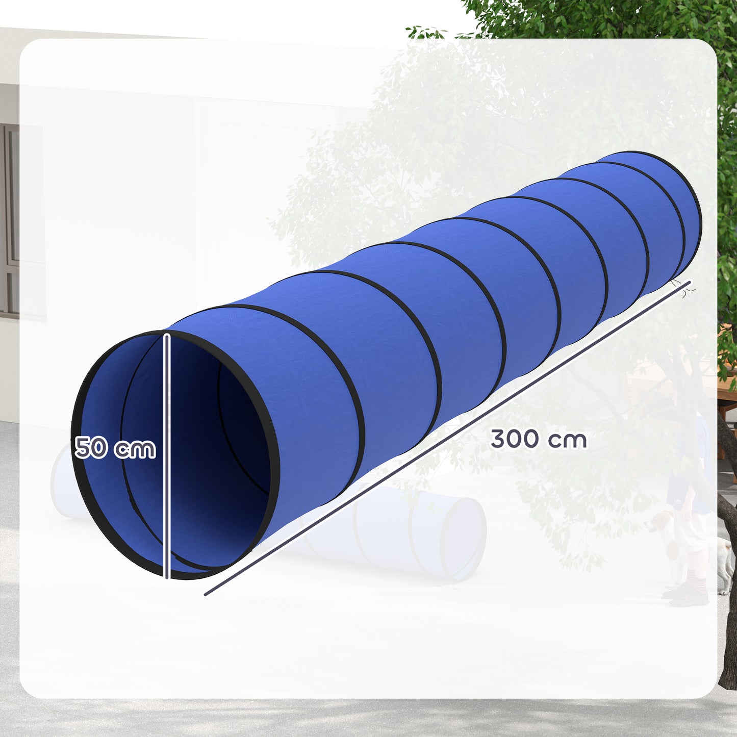 Dog Tunnel 300cm , Foldable Play Tunnel with 4 Ground Pegs and Bag