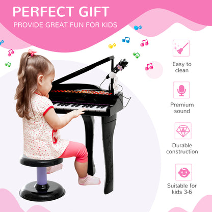 Mini Electronic Piano W/Stool-Black