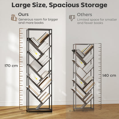 Set of 2 Nesting Side Table with Metal Frame, Rustic Brown