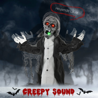 Voice Activated Halloween Animatronics Skeleton, Battery Operated