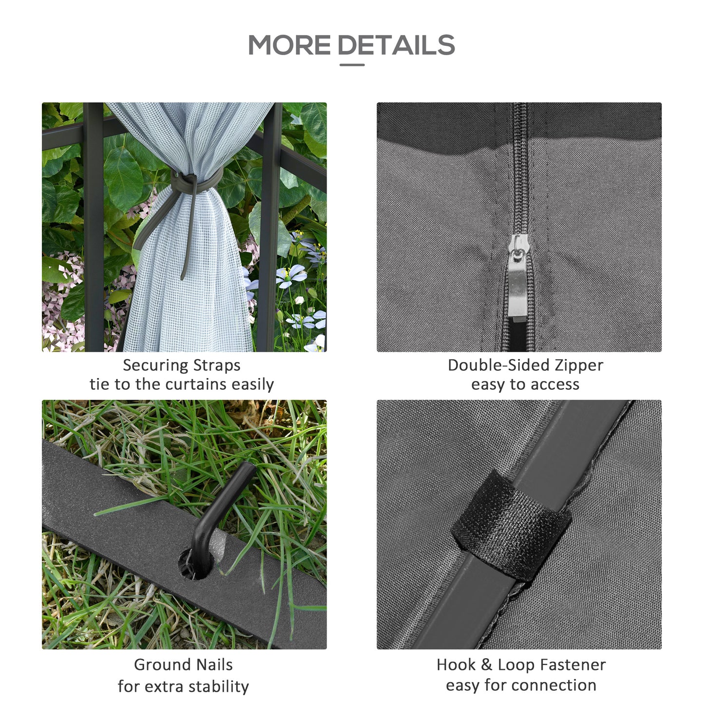 3 x 3(m) Patio Gazebo Canopy Garden Pavilion Tent Shelter with 2 Tier Roof and Mosquito Netting, Steel Frame, Grey