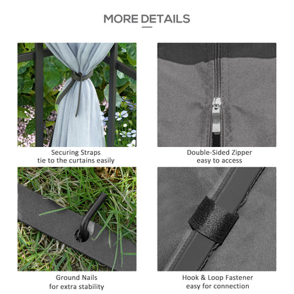 3 x 3(m) Patio Gazebo Canopy Garden Pavilion Tent Shelter with 2 Tier Roof and Mosquito Netting, Steel Frame, Grey