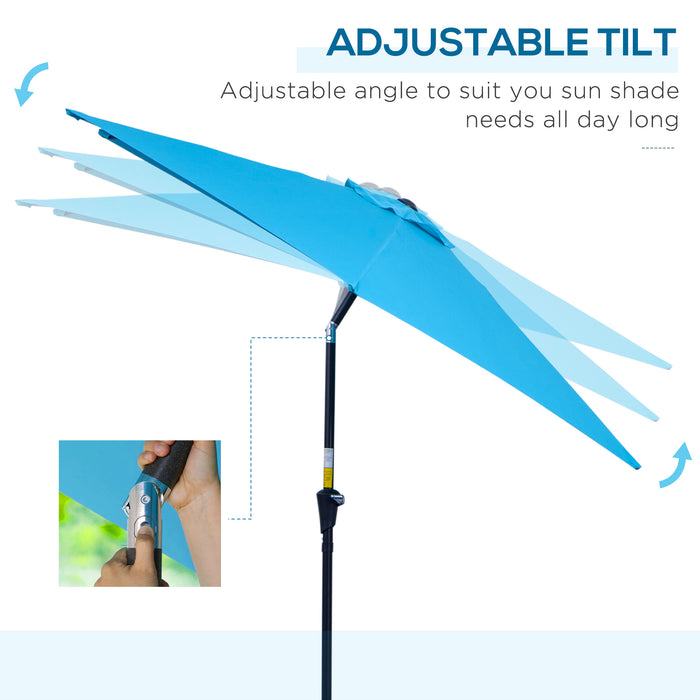 2.7M Patio Tilt Umbrella Sun Parasol Outdoor Garden Sun Shade Aluminium Frame with CrankÔºàBlueÔºâ