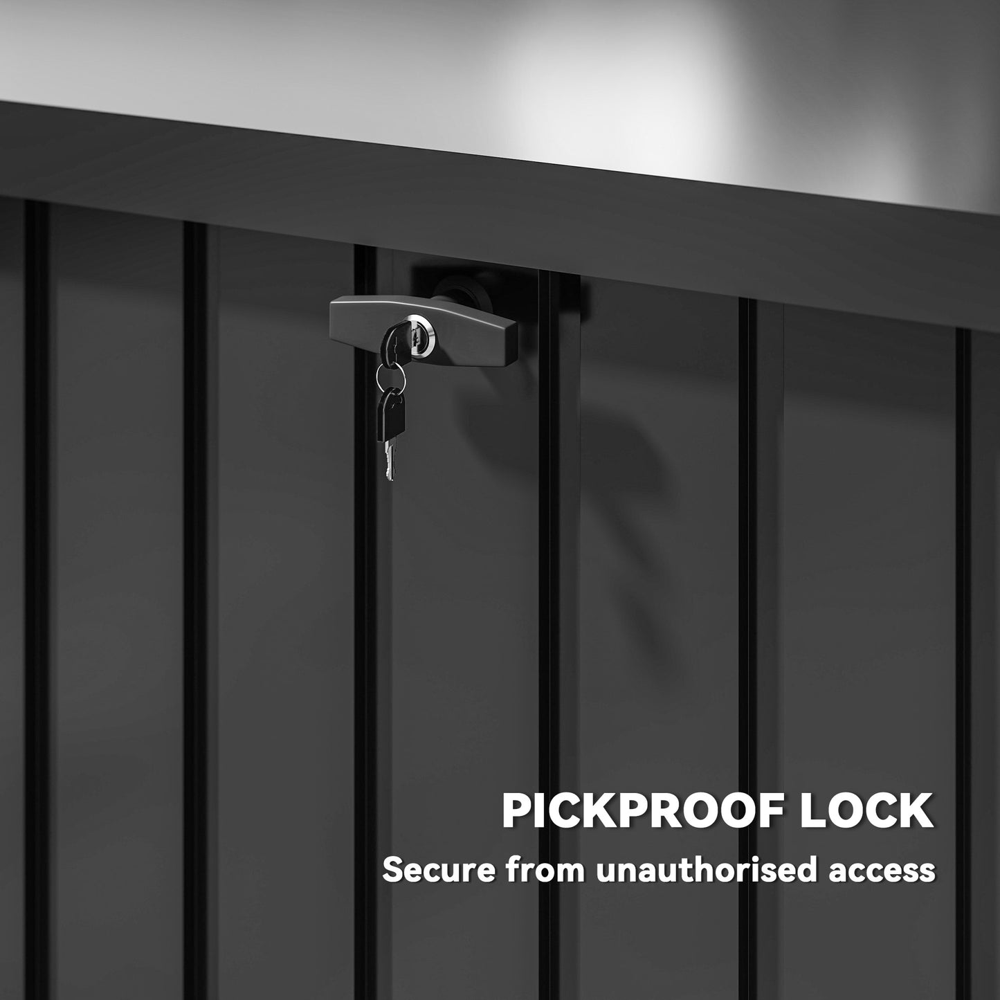 400L Waterproof Metal Outdoor Storage Box with Lock and Keys Black