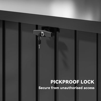 400L Waterproof Metal Outdoor Storage Box with Lock and Keys Black