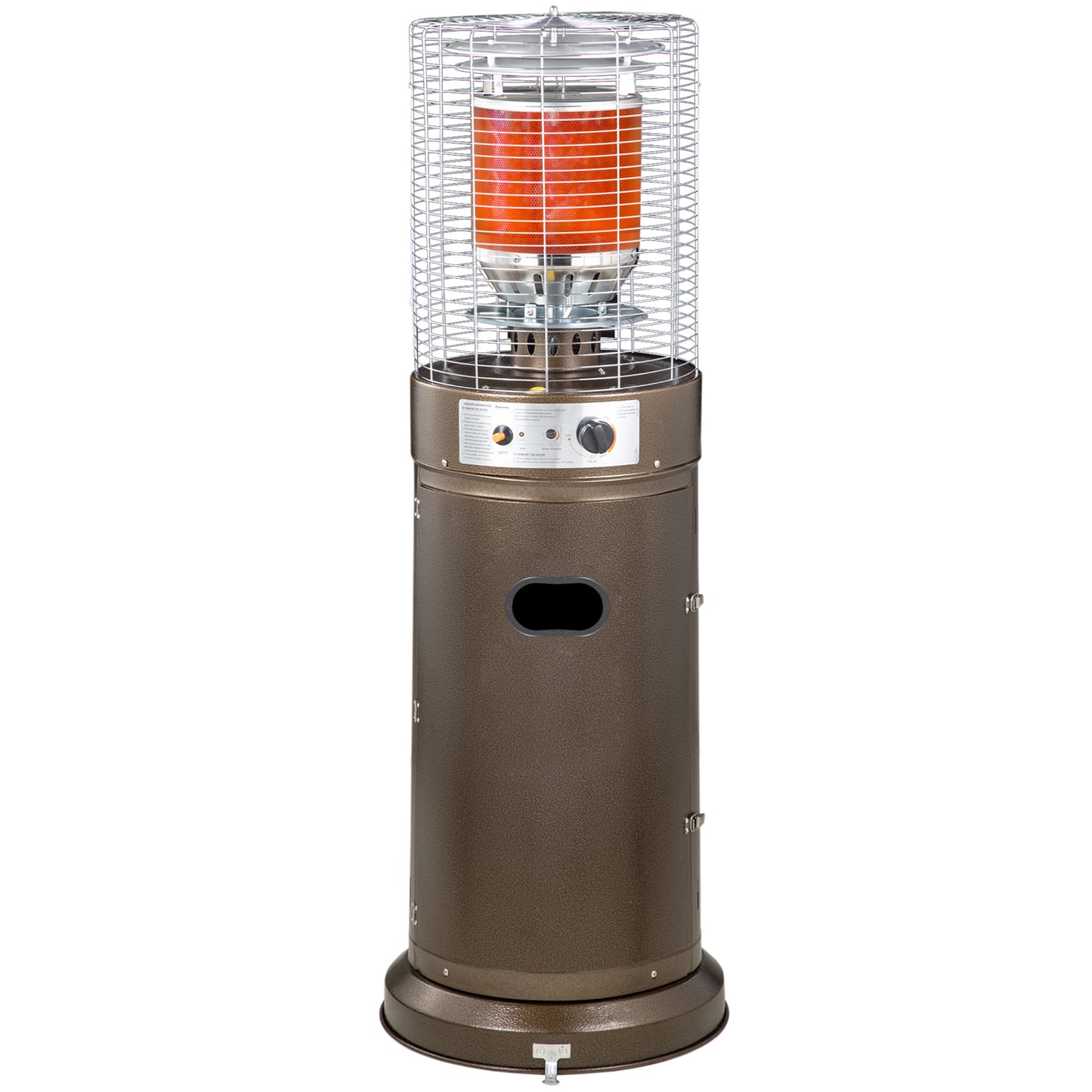11KW Patio Bullet Heater Gas Glass Tube Electronic Ignition Floor Standing Stainless Steel Garden Outdoor 137Hcm