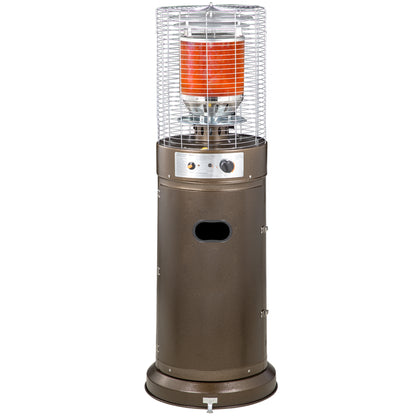 11KW Patio Bullet Heater Gas Glass Tube Electronic Ignition Floor Standing Stainless Steel Garden Outdoor 137Hcm
