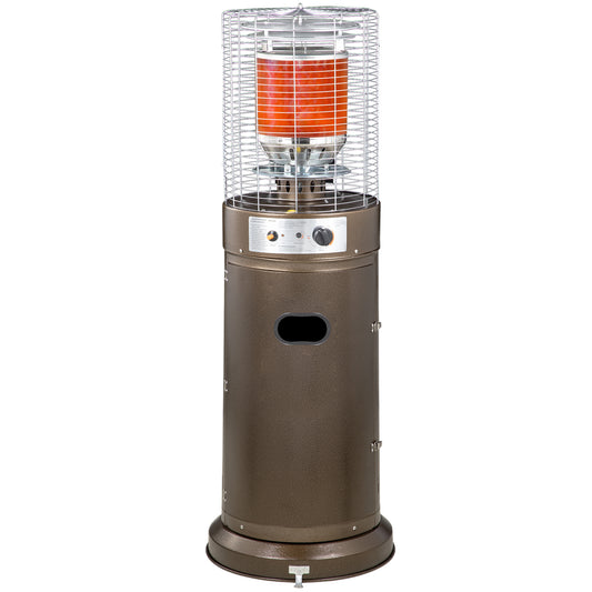 11KW Patio Bullet Heater Gas Glass Tube Electronic Ignition Floor Standing Stainless Steel Garden Outdoor 137Hcm