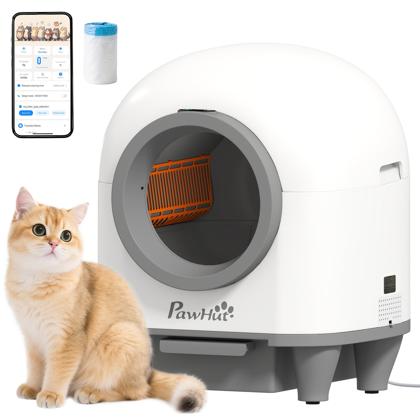 80L Self Cleaning Cat Litter Tray with APP Control Safety Protection