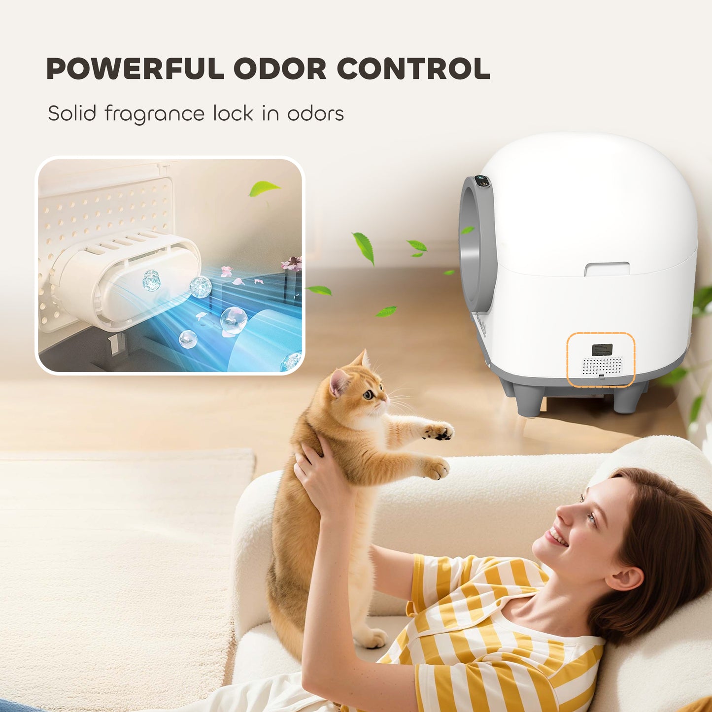 80L Self Cleaning Cat Litter Tray with APP Control Safety Protection