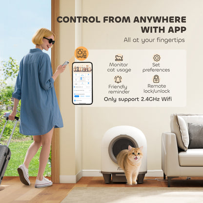 80L Self Cleaning Cat Litter Tray with APP Control Safety Protection