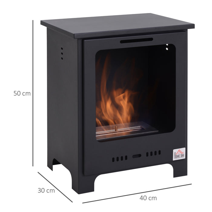 Free Standing Bio Ethanol Fireplace Heater with 0.9L Tank for Home Black