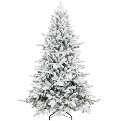 6ft Artificial Christmas Tree with Snow, Hinged Xmas Tree