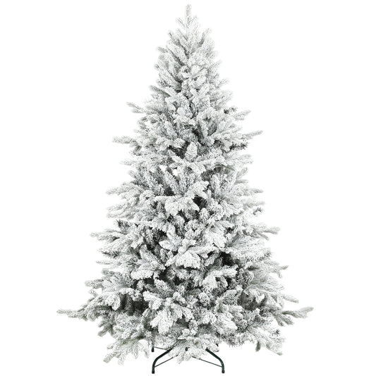 6ft Artificial Christmas Tree with Snow, Hinged Xmas Tree