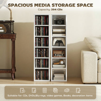 Set of 2 CD Storage Units with Adjustable Shelves, High Gloss White