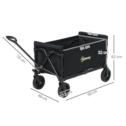 120L Folding Collapsible Wagon with Adjustable Handle, Black