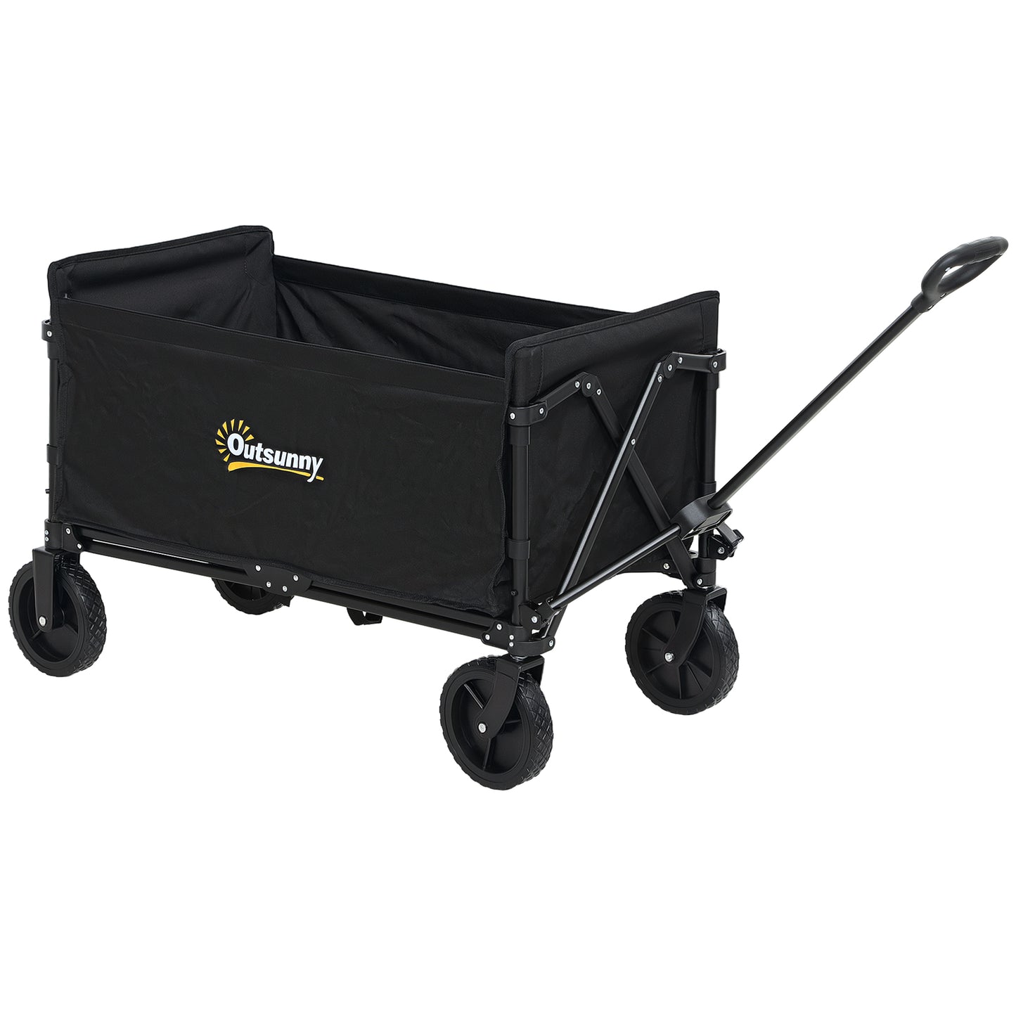120L Folding Collapsible Wagon with Adjustable Handle, Black