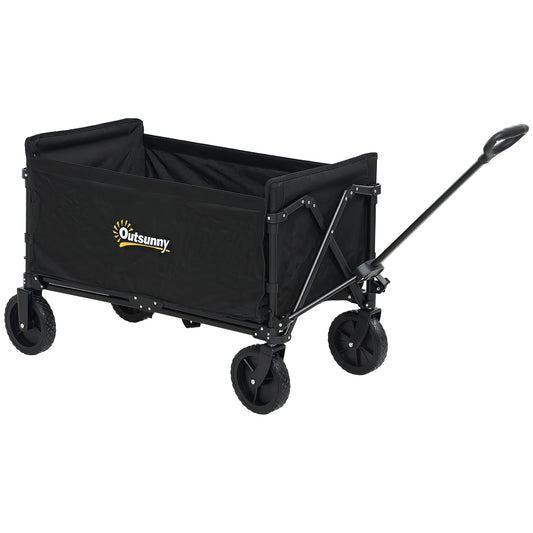 120L Folding Collapsible Wagon with Adjustable Handle, Black