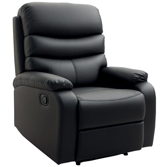 Manual Recliner Chair Armchair for Living Room with Footrest Black