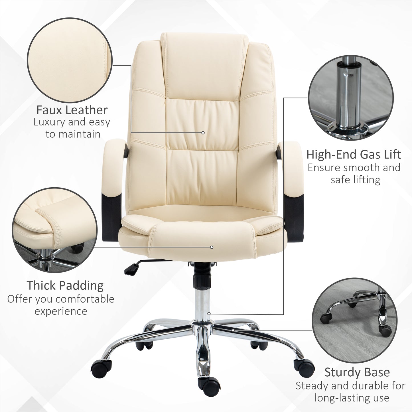 Executive Office Chair High Back Computer Desk Chair w/ Armrests Beige