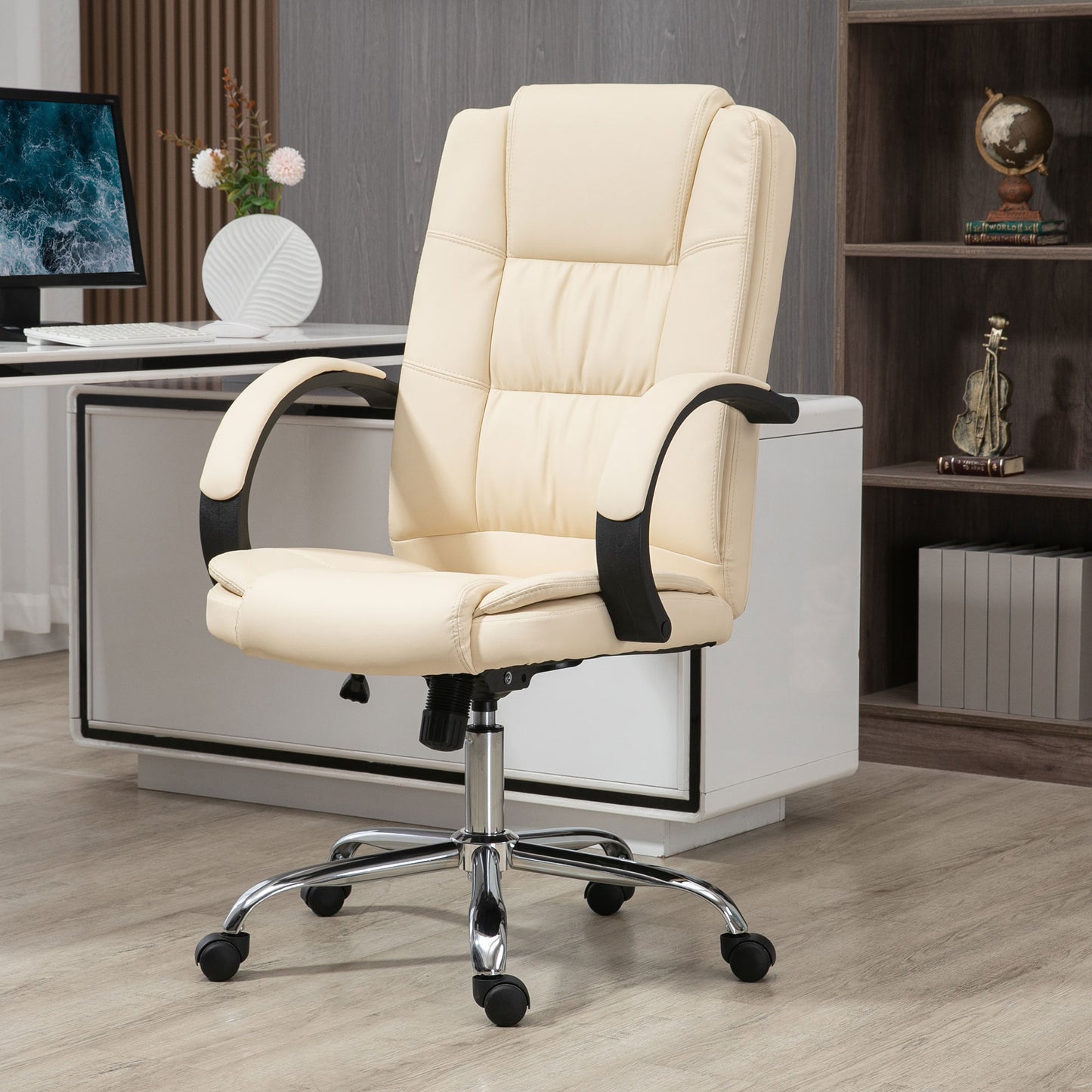 Executive Office Chair High Back Computer Desk Chair w/ Armrests Beige
