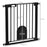 75-82 cm Pet Safety Gate Barrier, Stair Pressure Fit, w/ Small Door, Auto Close, Double Locking, for Doorways, Hallways, Black